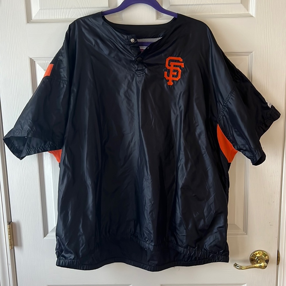 Vintage Starter San Francisco‎ Giants Windbreaker Shirt Black, Sz XXL